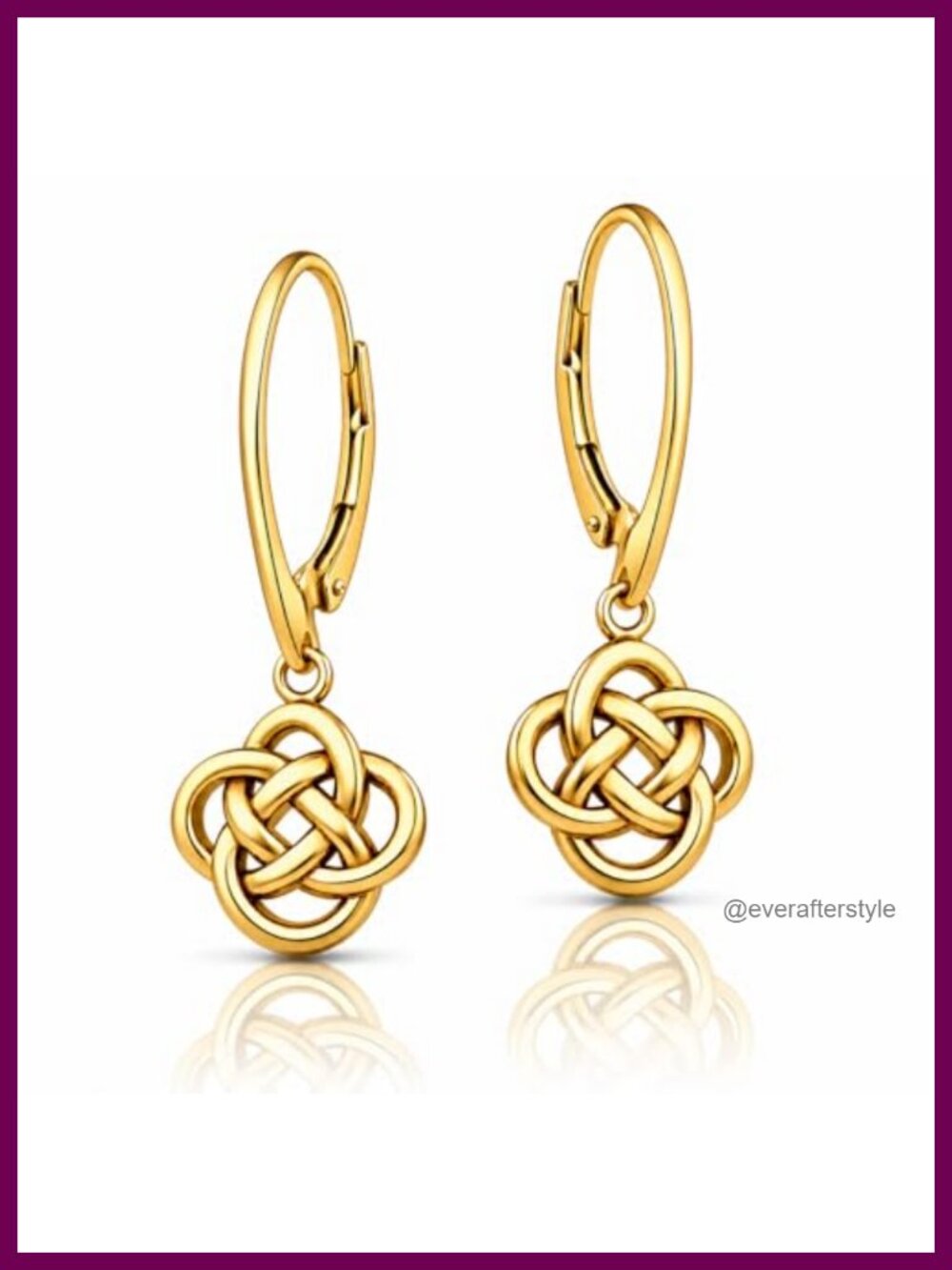 925 Sterling Silver Celtic Love Knot Leverback Earrings Dangle Drop for Women